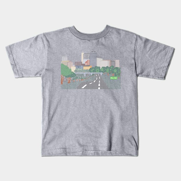 Pixel Raleigh Kids T-Shirt by Ziegler Workshop